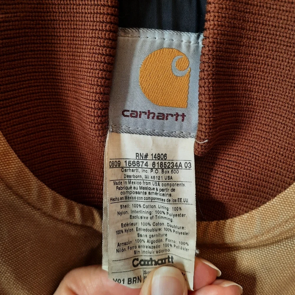 Vintage Y2K Carhartt Brown Duck Canvas Quilt Artic Lined Vest V01-BRN Size Small